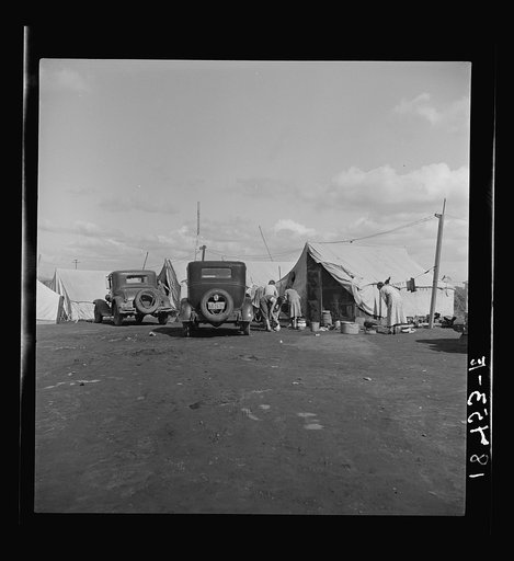 Untitled photo, possibly related to: Orange pickers' camp. Tulare County, California. Rent one dollar per week