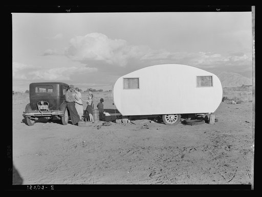 Untitled photo, possibly related to: Migratory family from Louisiana, been in California eighteen months now on Works Progress Administration (WPA), receives fifty-five dollars a month. No house available in nearest town under twenty dollars a month