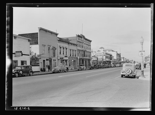 Up the main street of a valley town. Gilroy, California
