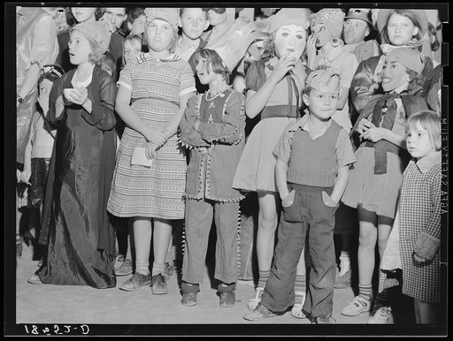 Untitled photo, possibly related to: Halloween party at Shafter migrant camp, California
