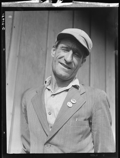 Untitled photo, possibly related to: Ex-Oklahoma farmer, one of the leaders in the strike of cotton pickers. Kern County, California. The growers set price of cotton at seventy-five cents per one hundred pounds picked, and the pickers refused to enter the fields