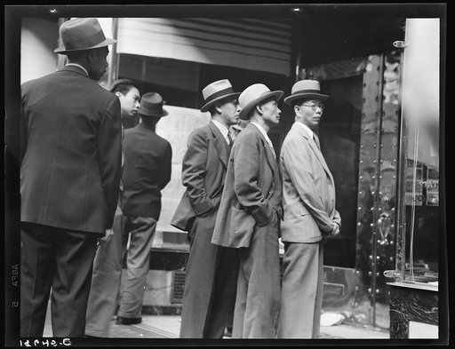 Untitled photo, possibly related to: News of the surrender of Canton to the Japanese. San Francisco, California. Chinatown