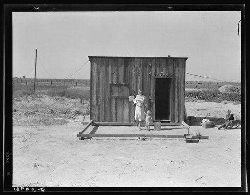 Untitled photo, possibly related to: Home of rural rehabilitation client, Tulare County, California. They bought twenty acres of raw unimproved land with a first payment of fifty dollars which was money saved out of relief budget (August 1936). They received a Farm Security Administration (FSA) loan