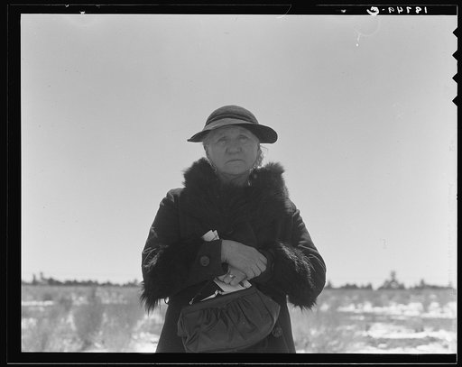 Untitled photo, possibly related to: Widtsoe, Utah. Morman [i.e. Mormon] woman, native of Denmark, receiving her first old age assistance check