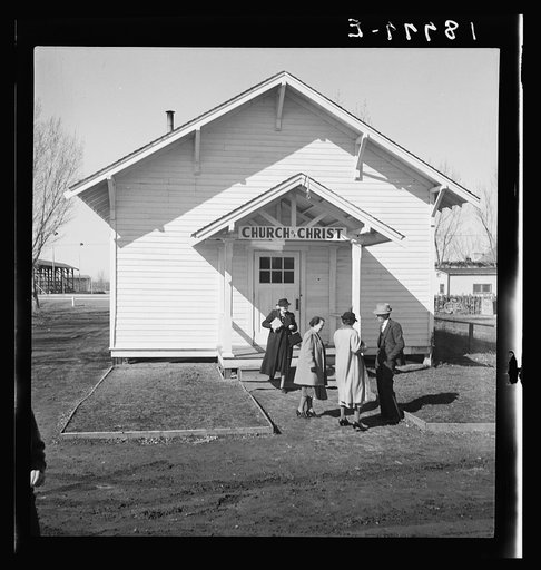 Untitled photo, possibly related to: Tranquillity, California. Sunday morning service. Migrants from the southwest bring their religions with them to California
