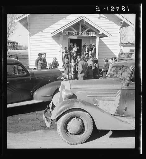 Untitled photo, possibly related to: Tranquillity, California. Sunday morning service. Migrants from the southwest bring their religions with them to California