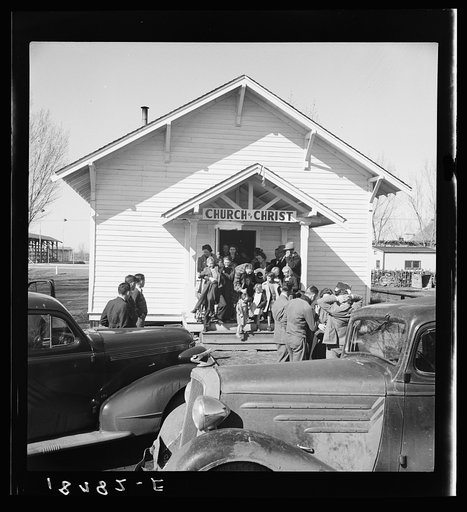 Untitled photo, possibly related to: Tranquillity, California. Sunday morning service. Migrants from the southwest bring their religions with them to California