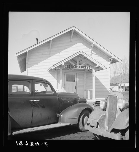 Untitled photo, possibly related to: Tranquillity, California. Sunday morning service. Migrants from the southwest bring their religions with them to California