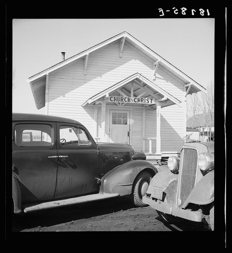 Untitled photo, possibly related to: Tranquillity, California. Sunday morning service. Migrants from the southwest bring their religions with them to California