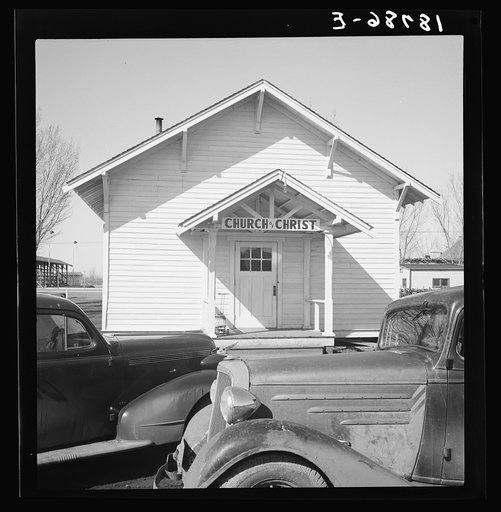 Untitled photo, possibly related to: Tranquillity, California. Sunday morning service. Migrants from the southwest bring their religions with them to California
