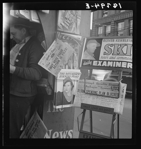 Untitled photo, possibly related to: San Francisco, California. After forty-four years of Republican administration, California gets a Democratic administration. The California "New Deal" faces same opposition as the national "New Deal"