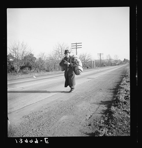 Untitled photo, possibly related to: Napa Valley, California. More than twenty-five years a bindle-stiff. Walks from the mines to the lumber camps to the farms. The type that formed the backbone of the Industrial Workers of the World (IWW) in California before the war. Subject of Carleton Parker's "