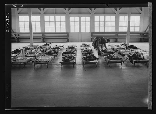 Untitled photo, possibly related to: Rest time in nursery school for migrant children at Shafter Camp, California