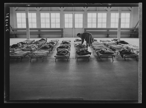 Untitled photo, possibly related to: Rest time in nursery school for migrant children at Shafter Camp, California