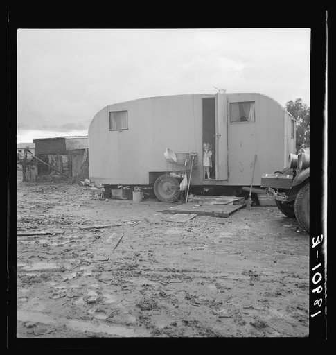 Orange packer of Sunkist oranges. Self-built trailer. California