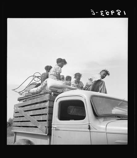 Mississippi Delta, on Mississippi Highway No. 1 between Greenville and Clarksdale. Negro laborer's family being moved from Arkansas to Mississippi by white tenant