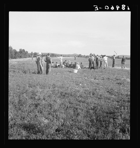 Untitled photo, possibly related to: Near Mountain Home, northern Arkansas, on U.S. 62. Farmers' baseball game in the country. From this area many have gone to California to work in agriculture