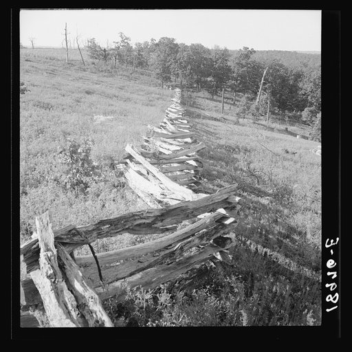 North central Arkansas, along U.S. 62. Split-log fence
