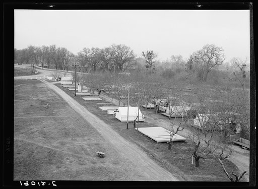 Farm Security Administration (FSA) temporary camp for migrants. Gridley, California. Peak of the season is August