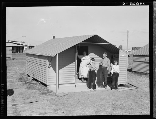 Migrant family from Oklahoma, first occupants of Westley camp. California