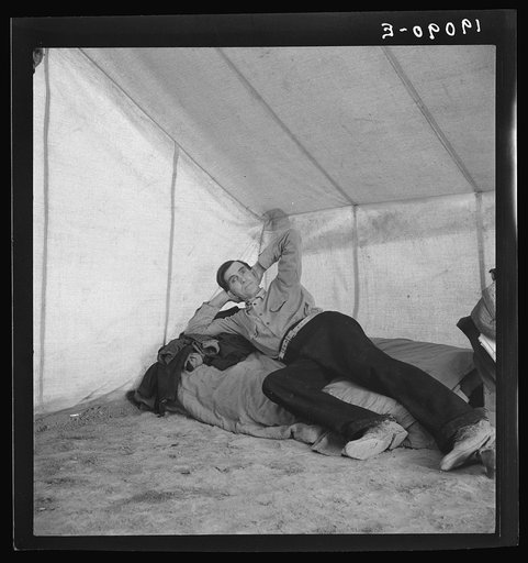 Calipatria, Imperial Valley. Sick migratory worker from Colorado in Farm Security Administration (FSA) camp
