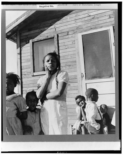 Colored family from near Houston, Texas. Been in California for two years. Husband came first, later sent for wife and two children, who traveled by bus (on licensed car, fare six dollars, traveling night and day). Husband now on Works Progress Administration (WPA)