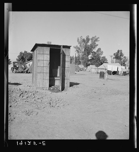 Sanitary facilities in camp of carrot pullers. Near Holtville, Imperial Valley, California