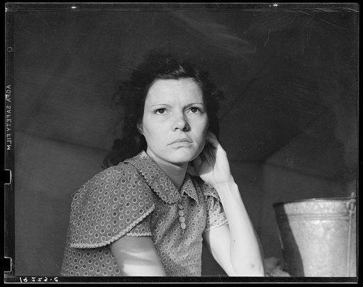One of migratory family in Farm Security Administration (FSA) labor camp. Calipatria, Imperial Valley, California