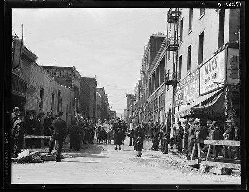 Salvation Army, San Francisco, California. General view of army and crowds