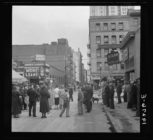 Untitled photo, possibly related to: Salvation Army, San Francisco, California. General view of army and crowds