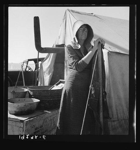Texas woman in carrot pullers' camp. Imperial Valley, California. This sunbonnet is typical of women who came from Texas
