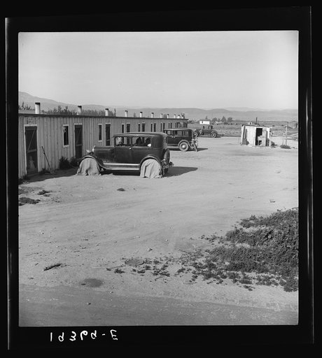Untitled photo, possibly related to: Arkansawyers auto camp. Ten cabins which rent for ten dollars a month with iron bed and electric light, one room. Greenfield, Salinas Valley, California