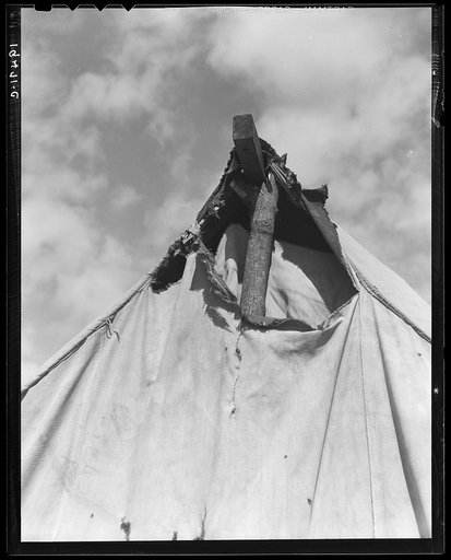 Untitled photo, possibly related to: Pea picker's tent near San Jose, California