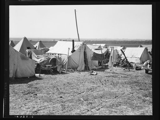 Contractors camp for pea pickers. Santa Clara Valley. Valley in background. Near San Jose, California
