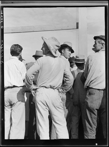 Watching ball game. Shafter migrant camp. California