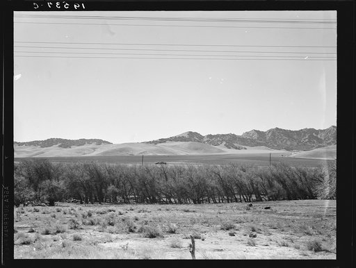 Untitled photo, possibly related to: U.S. 99 on ridge over Tehachapi Mountains. Heavy truck route between Los Angeles and San Joaquin Valley over which migrants travel back and forth. California