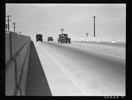 Between Tulare and Fresno. Overpass on U.S. 99 (see general caption).  California