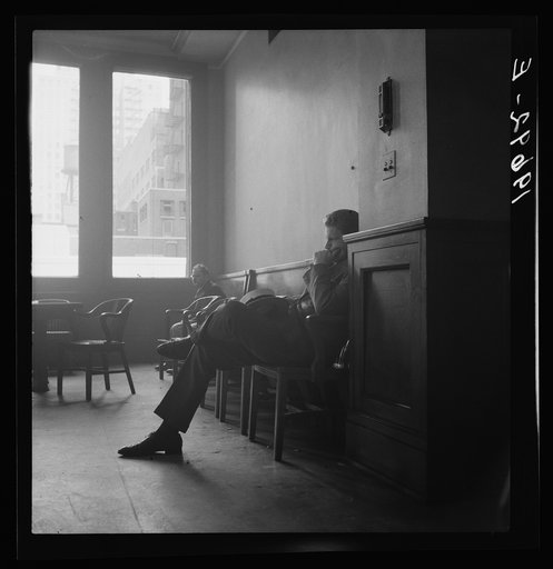 Spectators in committee room during session of Chicago board of aldermen. Chicago, Illinois