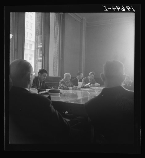 Committee of Chicago board of aldermen in city hall. Chicago, Illinois