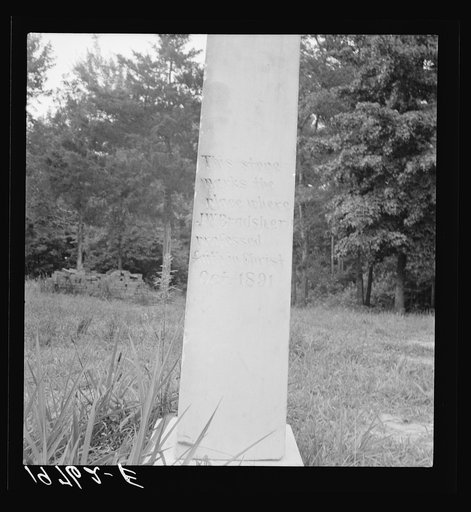 Untitled photo, possibly related to: Monument in churchyard of Negro Baptist church. Person County, North Carolina