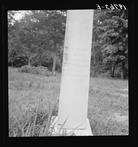 Monument in churchyard of Negro Baptist church. Person County, North Carolina