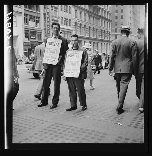 Untitled photo, possibly related to: New York City. Four firms on 42nd Street in block east of Fifth Avenue were being picketed in this manner on this afternoon