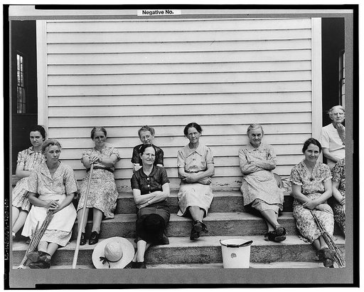 Women assembled at Wheeley's Church near Gordonton, North Carolina, to clean up church and grounds on annual cleaning up day