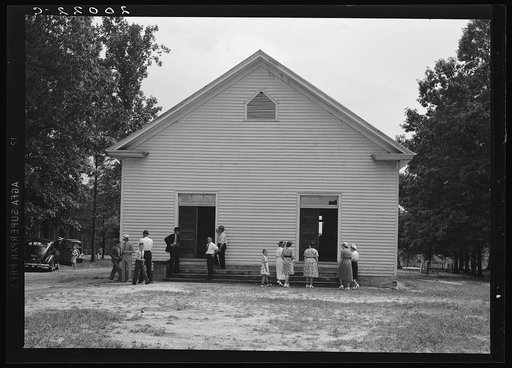 Untitled photo, possibly related to: Congregation entering church. Wheeley's Church. Person County, North Carolina