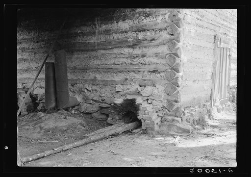 Untitled photo, possibly related to: Construction detail of tobacco barn showing method of firing