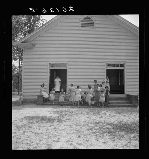 Untitled photo, possibly related to: Conversation among members of congregation after services. Wheeley's Church, Gordonton, North Carolina
