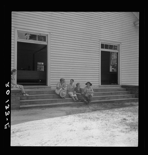 Untitled photo, possibly related to: Conversation among members of congregation after services. Wheeley's Church, Gordonton, North Carolina