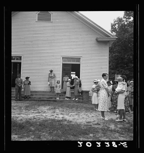 Untitled photo, possibly related to: Congregation entering church. Wheeley's Church. Person County, North Carolina