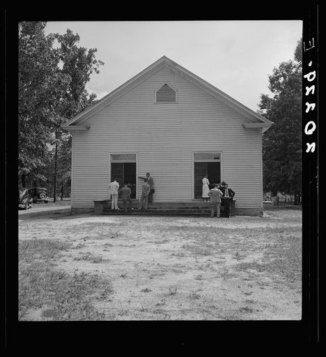 Untitled photo, possibly related to: Congregation entering church. Wheeley's Church. Person County, North Carolina