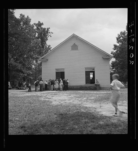Untitled photo, possibly related to: Congregation entering church. Wheeley's Church. Person County, North Carolina